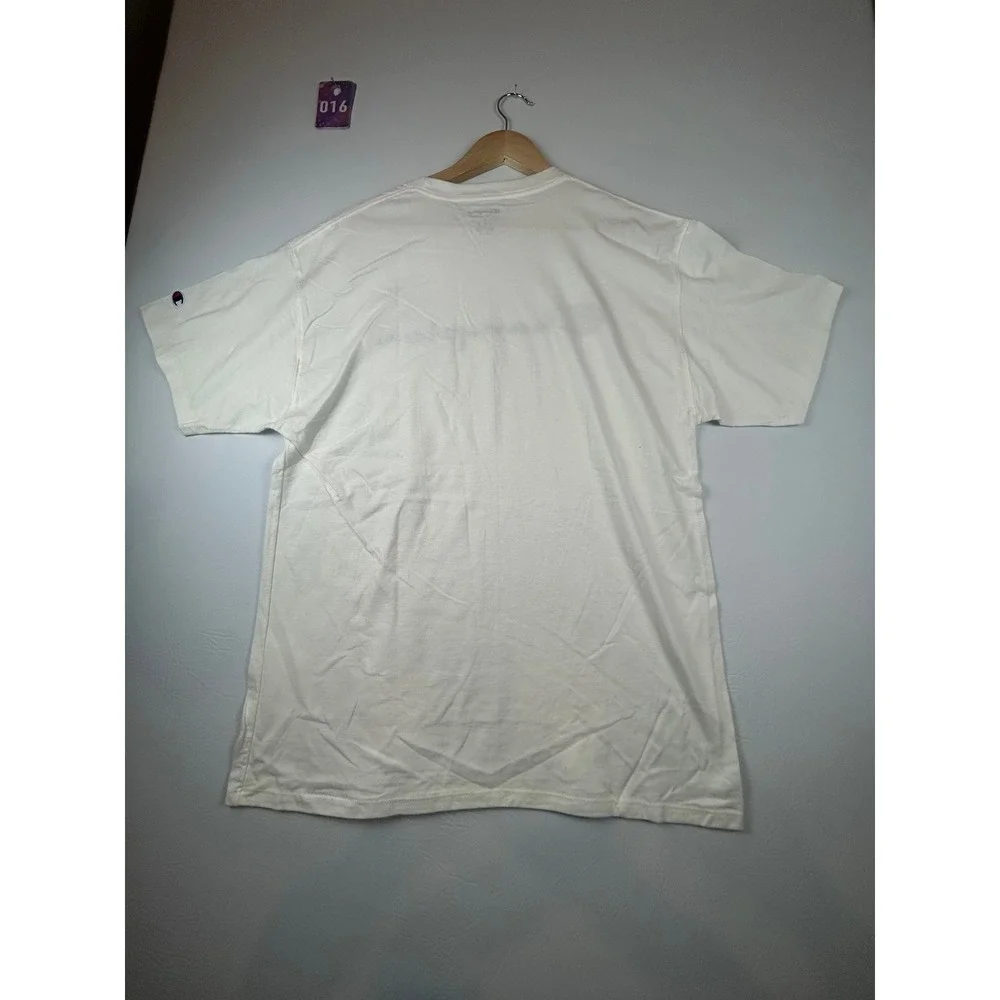 NWT Champion Mens Script Logo Graphic Shirt Large White Athletic Streetwear Tee - Picture 2 of 4